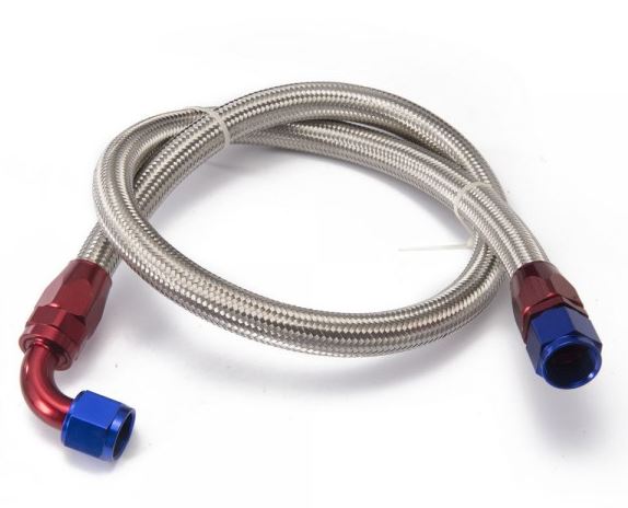 картинка Маслобензостойкий шланг в металлической оплетке с фитингами AN10, 0 / 90 гр. - 1.2 м магазин  StreetTuning 