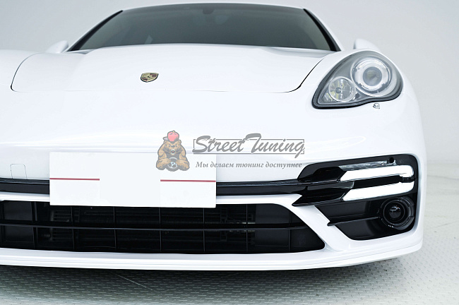 картинка Передний бампер в сборе, в стиле GTS, с ДХО для Porsche Panamera 2010–2013 годов (970.1) магазин  StreetTuning 