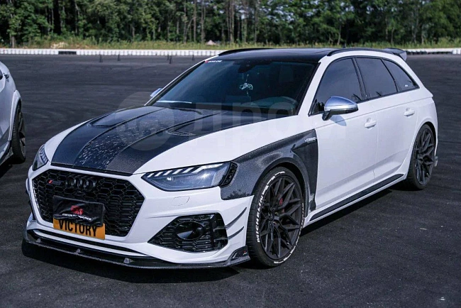 картинка Сплиттер (губа) на передний бампер для Audi RS4 S4 A4 B9 B9.5 магазин  StreetTuning 